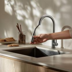 Pure.Sink Elite Steel Stream-S kuchynská batéria z Nerezovej Ocele s výsuvnou hubicou PS8045-02