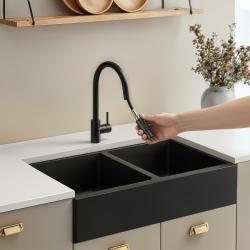Pure.Sink Elite Steel Stream-S kuchynská batéria matná čierna s výsuvnou výpustou PS8045-10