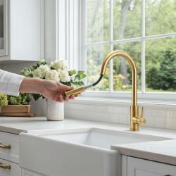 Pure.Sink Elite Steel Stream-S kuchynská batéria PVD brúsené zlato s vysúvateľným výtokom PS8045-60