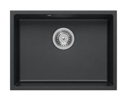 Quadri Elston Antracitový žulový podmontážny drez 495x360mm s nerezovou zátkou 1208967659