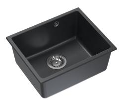 Quadri Elston Antracitový Žulový Podstavný Drez 420x335mm s Nerezovou Zátkou 1208967660