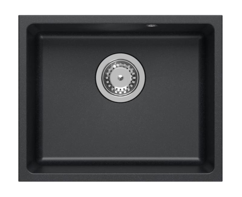 Quadri Elston Antracitový Žulový Podstavný Drez 420x335mm s Nerezovou Zátkou 1208967660