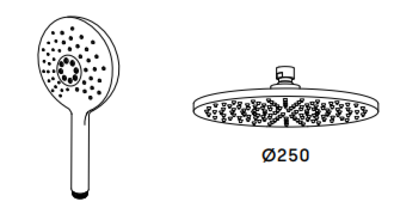 Waterevolution Flow shower combination with rain shower PVD gold White Gold 250mm T141NR25WGE