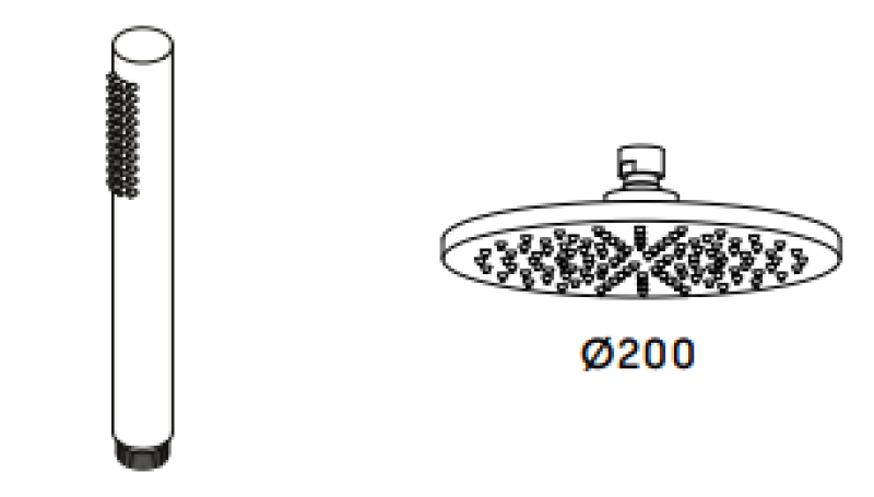 Waterevolution Flow thermostatic shower combination with rain shower stainless steel 200mm T141TNIE