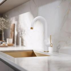 Quadri Stamford Kuchynská batéria Biela s medenou úpravou s otočným guľatým výtokom 1208967711