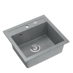 Quadri Londýn Granit Sivý Umývadlo 50x47 cm s Otvorom na Batériu - 1208967727