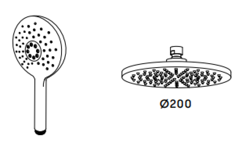 Waterevolution Flow thermostatic shower combination with rain shower PVD gold White Gold 200mm round T141TNRWGE