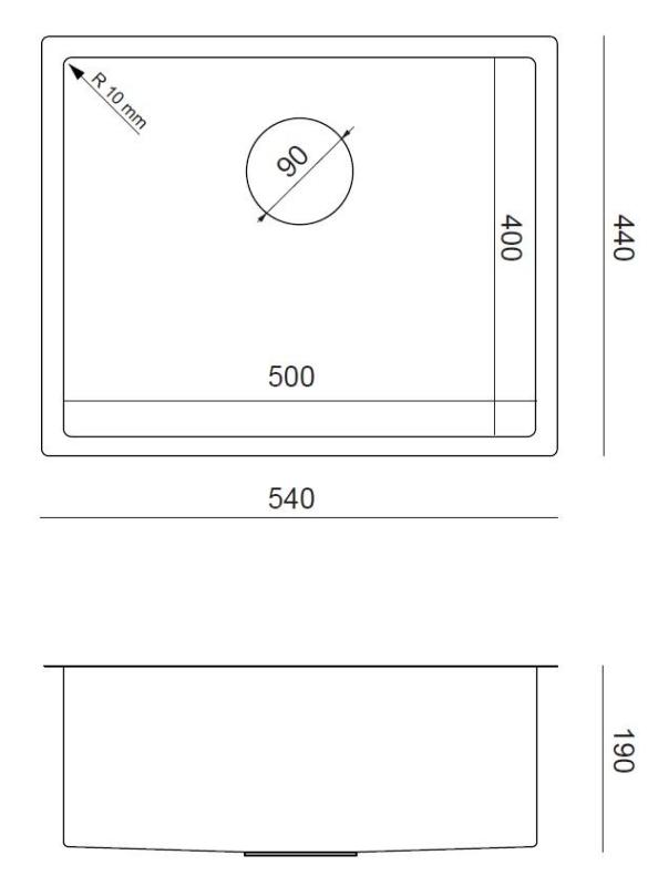 Aquadesign Zara Stainless Steel Sink 54x44cm Undermount, Flush-mount, and Top-mount with Stainless Steel Plug - 1208967759