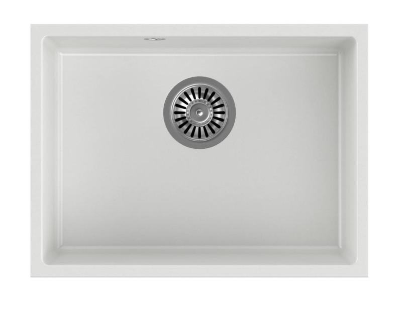 Quadri Elston Biela Granitová Podmontážna Drez 495x360mm s Nerezovou Zátkou 1208967774