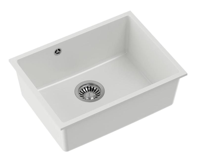 Quadri Elston Biela Granitová Podmontážna Drez 495x360mm s Nerezovou Zátkou 1208967774