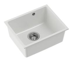 Quadri Elston Biely Žulový Podmontážny Drez 420x335mm s Nerezovou Zátkou 1208967776