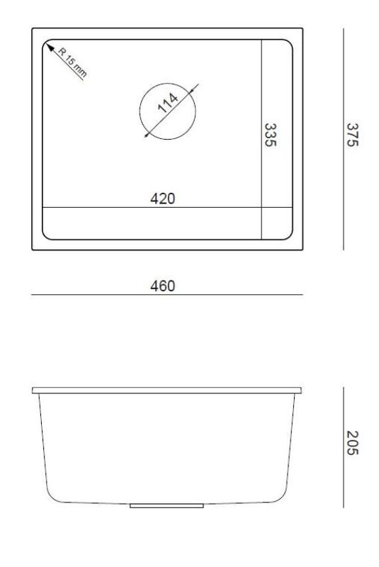 Quadri Elston Biely Žulový Podmontážny Drez 420x335mm s Nerezovou Zátkou 1208967776