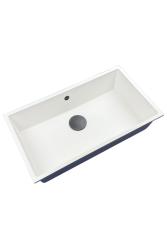 GraniteMy Universal Veľký Biely Granitový Drez 74x40 cm s gun metal zátkou - 1208967895