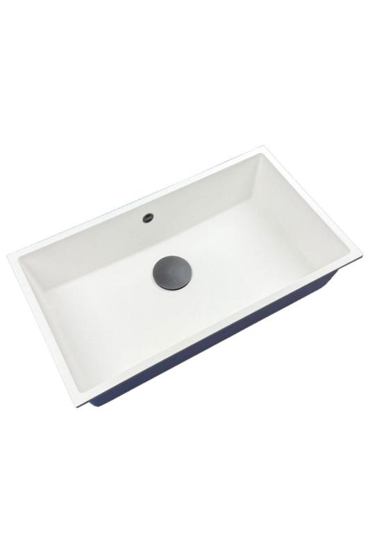 GraniteMy Universal Veľký Biely Granitový Drez 74x40 cm s gun metal zátkou - 1208967895