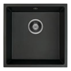 GraniteMy Universal Čierny Granitový Drez 40x40 cm čierny na povrchu, spodnej časti a rovnomerný vstavaný s kovovou zátkou Gun metal 1208967906