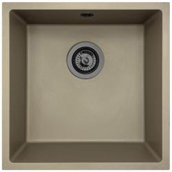 Granitový univerzálny taupe drez GraniteMy 40x40 cm na pracovnú dosku, pod pracovnú dosku a na úroveň s pištoľovokovovým uzáverom - 1208967913