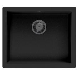 Granitový drez GraniteMy Universal čierny 50x40 cm na pracovnú dosku, pod pracovnú dosku a do roviny s pracovnou doskou s uzáverom v gun metal farbe - 1208967921.