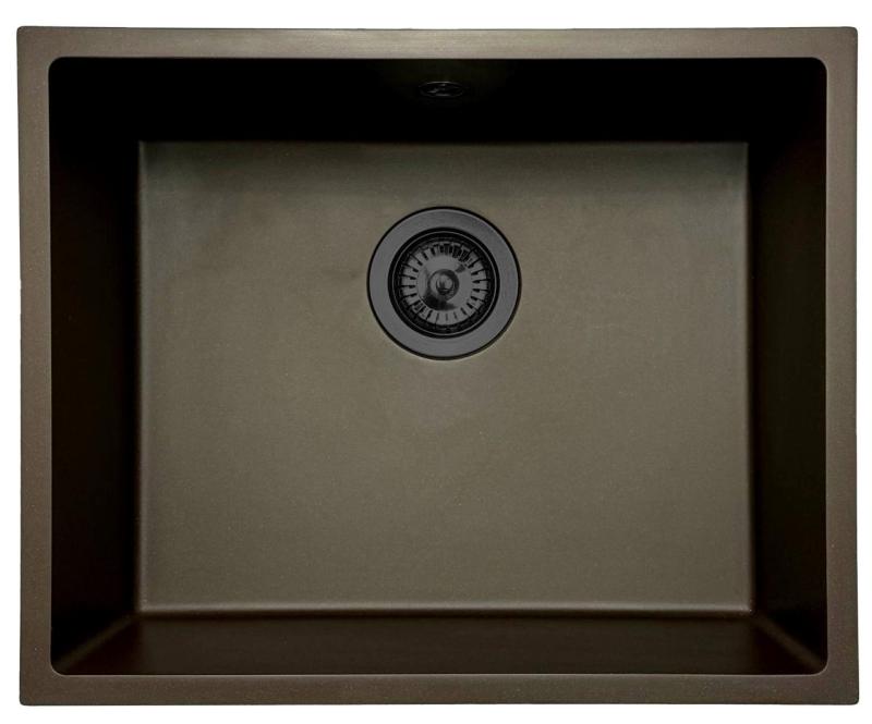 GraniteMy Universele Granieten Café Spoelbak 50x40 cm opbouw, onderbouw en vlakinbouw met gun metal plug- 1208967928