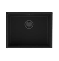 Granitový univerzálny čierny drez GraniteMy 55x40 cm na povrchovú, spodnú a rovinnú montáž s gun metal zátkou - 1208967932.