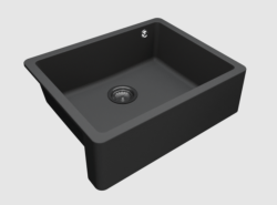 GraniteMy Tradition Vidiecky Drez Granitový Umývadlo 60x48 cm Čierna Podstavba a Plošná Montáž s Gun Metal Zátkou 1208967939