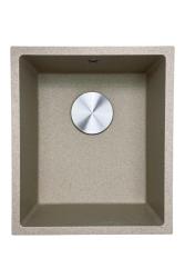GraniteMy Universal žulový béžový pieskový drez 34x40 cm na montáž nad pracovnú dosku, pod pracovnú dosku a do roviny s nerezovou zátkou 1208968007.