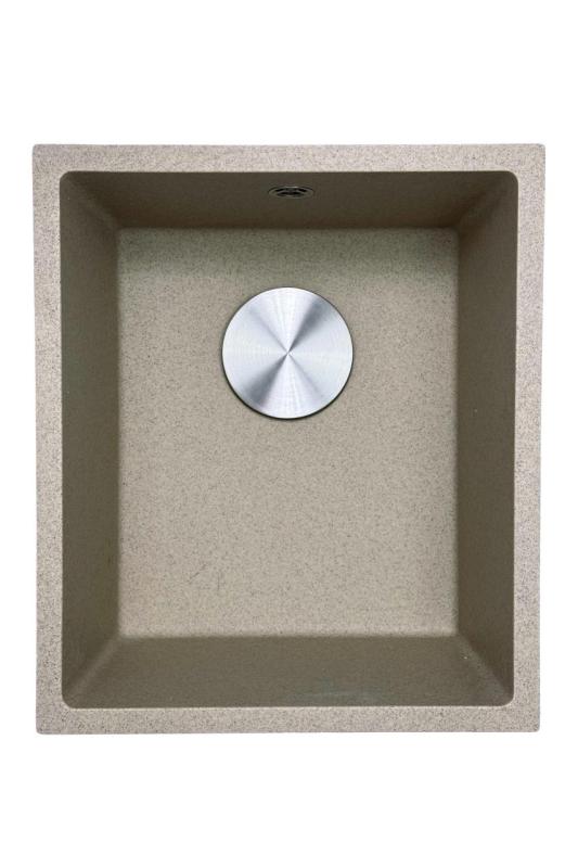GraniteMy Universal žulový béžový pieskový drez 34x40 cm na montáž nad pracovnú dosku, pod pracovnú dosku a do roviny s nerezovou zátkou 1208968007.