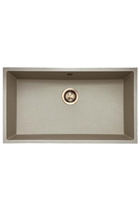GraniteMy Universal granitový béžový pieskový drez 74x40 cm na montáž pod pult a do pultu s medenou zátkou 1208968019
