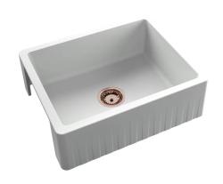 GraniteMy Tradition Vidiecky Drez - 2-Stranný Žulový Drez 60x48 cm Biela podmontáž s Medenou Zátkou 1208968026
