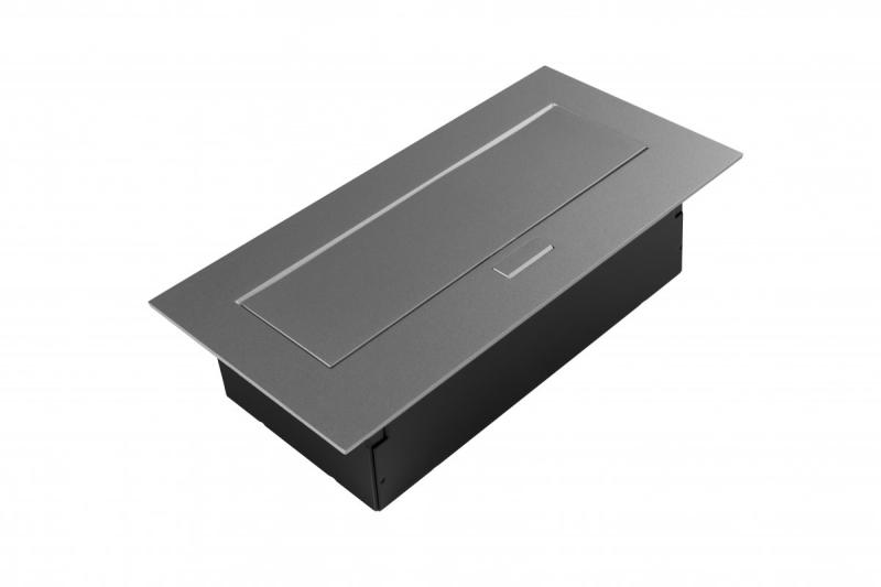 Nábytková zásuvka 2x zásuvka so uzemnením, USB A+C, napájací kábel so zástrčkou, alu