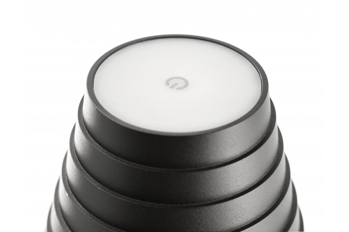 FIZZI stolová lampa na baterky, 2,5W, 200lm, DC 5V, 1A,4000 K, batéria 4000 mAh, stmievateľná, čierna