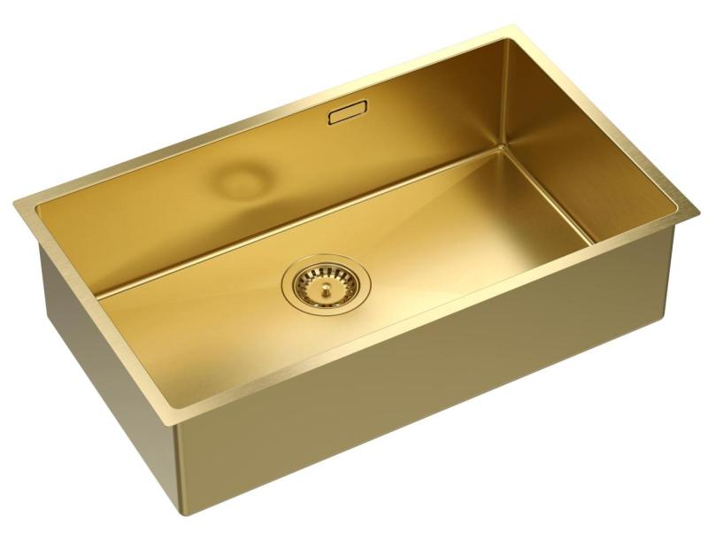 Aquadesign Zara Drez Zlato 74x44cm Podstavný, Vstavaný a Nástavný so zlatou zátkou - 1208969509