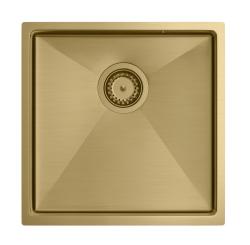 Aquadesign Zara Umyvadlo Zlato 44x44cm Podstavcová, Plochá vložka a Nadstavba so Zlatým Zátkom - 1208969514