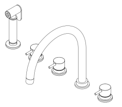Waterevolution Flow 5-otvorová kuchynská batéria s výsuvnou sprchou a pripojením na filtrovanú vodu v úprave gun metal T154UGME.