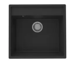 GraniteMy Bremen Granitový Drez 53x50 cm Čierny - Povrchová montáž, Podstavcová montáž a Rovinná montáž s Vŕtaním pre Kran a Medenou Zátkou 1208969970