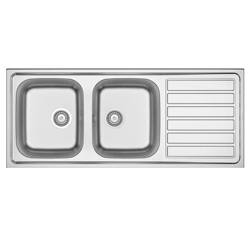 Banka Centurio 120 Stainless Steel Double Sink Surface-Mounted 120x50cm with Draining Area 1208970029