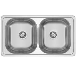 Banka Diplomat RVS dvojitý drez na dosku 80x44 cm 1208970059