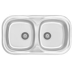 Banka Halifax RVS dvojitý drez, montáž na dosku 80x45 cm 1208970060