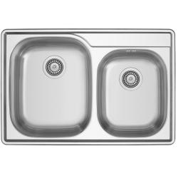 Princ Banka RVS dvojitý drez na dosku 84x56 cm s otvorom na batériu 1208970066