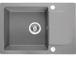 Aquadesign Kensley Set - Granitový Nástavbový Drez Sivý s malou Odkvapkávačkou a Kuchynskou Batériou, 65 x 44 cm 1208970086