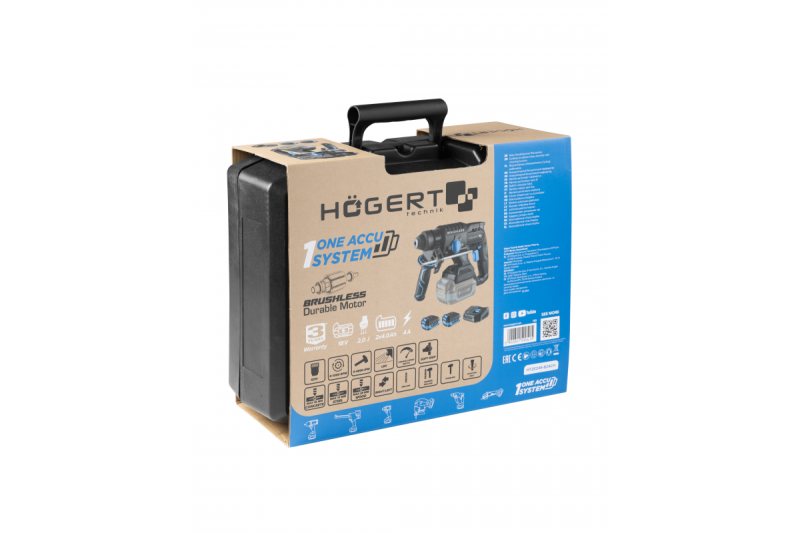 HÖGERT akumulátorová vŕtačka, 18V, OneAccuSystem, s batériou, nabíjačkou v kufri.