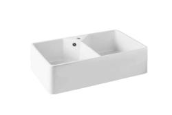 Ausmann Ceramic Mira Keramický Biely Dvojitý Umyvadlo - Podstavcový a Medzistavcový 793 x 450 mm s otvorom pre kohútik a nerezovou zátkou 1208970550