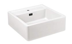 Ausmann Ceramic Panor Shade Keramický Biely Butler Drez - Podmontáž a Montáž do pracovnej dosky 630 x 597 mm s otvorom pre batériu a Matná Čierna zátka 1208970554