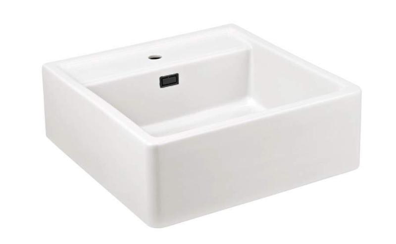 Ausmann Ceramic Panor Shade Keramický biely drez Butler – podstavný a medziinštalačný 630 x 597 mm s otvorom na batériu a matnou čiernou zátkou 1208970554