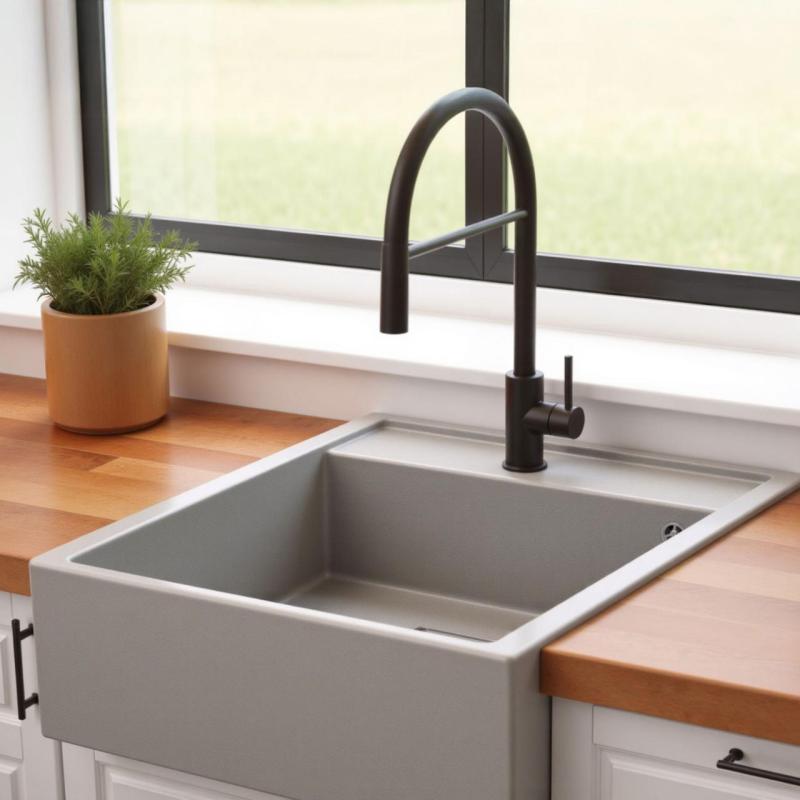 Graniteland Arno Granitové Sivé Umývadlo na zabudovanie 582x620mm s Nerezovou Štvorcovou Zátkou 1208970605