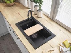 Graniteland Magra Granit čierna arduin tvrdý kameň Umyvadlo nadstavba 686x427 mm s otvorom pre kohútik a nerezovou zátkou 1208970615