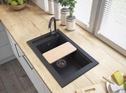 Graniteland Magra Granitový Čierny Umyvadlo na montáž 686 x 427 mm s dierou pre kohútik a nerezovou zátkou 1208970616