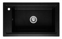 Graniteland Magra Granitový Čierny Umyvadlo na montáž 686 x 427 mm s dierou pre kohútik a nerezovou zátkou 1208970616