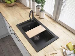 Graniteland Magra Granit Antracit Zlatá Umyvadlo na stenu 686 x 427 mm s dierou pre kohútik a nerezovou zátkou 1208970623
