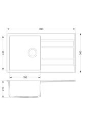 Dura Stretto Quartz Umyvadlo Sivé Nadstavbové 86x50 cm s Odkvapkávacou časťou a Nerezovou Zátkou Obratné 1208970695