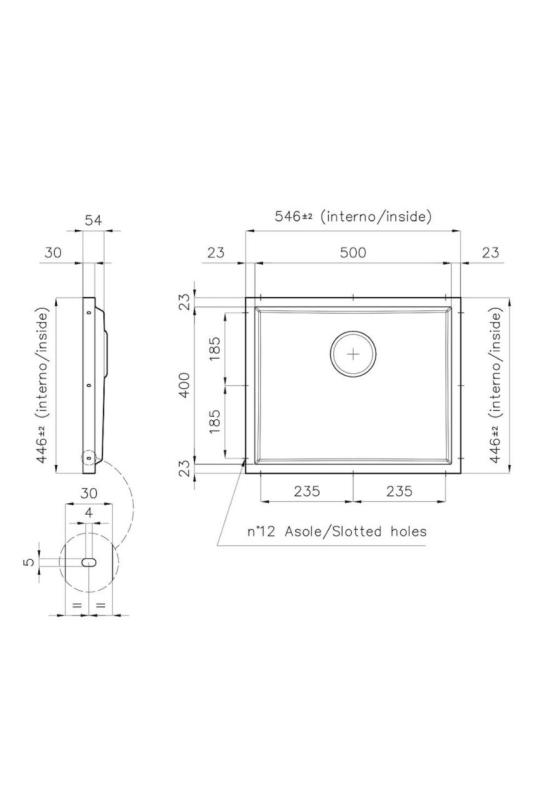 Foster Phantom Base RVS Základová doska Drez do pracovnej dosky 50x40cm pre zabudovanie do keramiky, prírodného kameňa a Solidsurface hrúbky 20mm 1208970717.